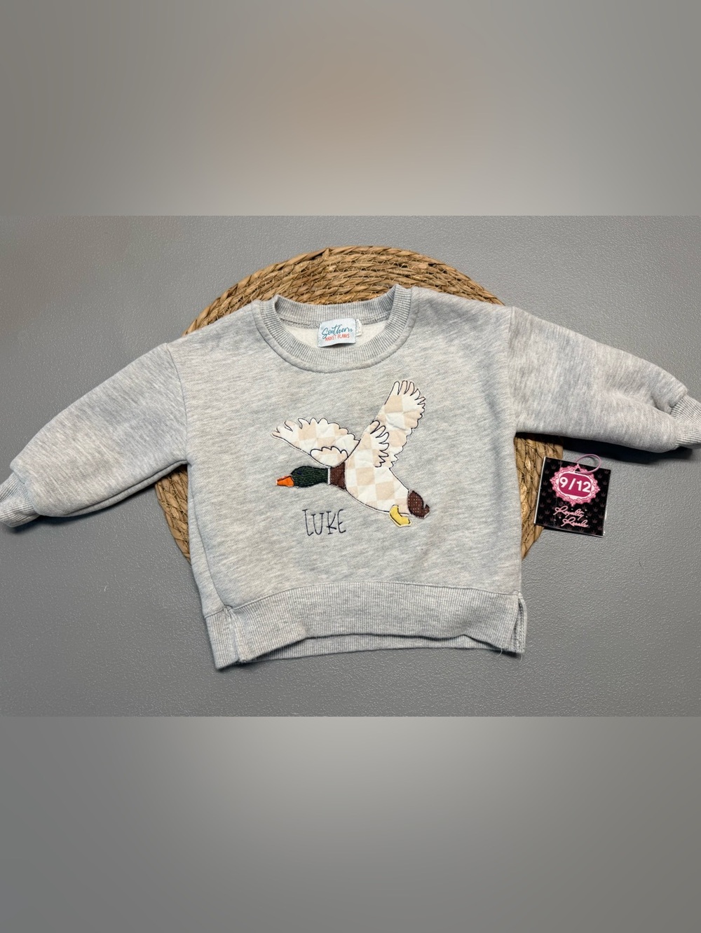 Southern Proper Kids Gray Duck Appliqué Sweatshirt